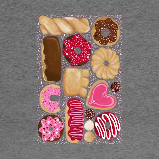 Donuts Party - yummy allover pattern design with sprinkles by Steph Calvert Art